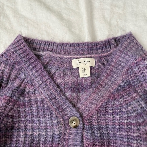 Jessica Simpson MEDIUM Wool Blend Cropped Button Up Cardigan Sweater purple - Picture 2 of 5
